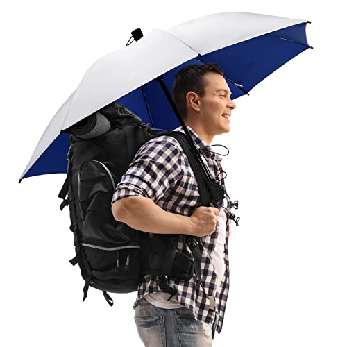 G4Free Ultraleichter Großer Wanderschirm 46 Zoll Reflektierender Silberner Trekking-Rucksack-Regenschirm Zusätzliches Freihändiges Regenschirm-Kit von G4Free