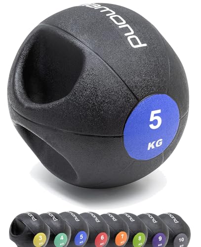 G5 HT SPORT DIAMOND Medizinball Double Grip [3 bis 10 kg] | Ø 21 cm bis 28 cm | für Fitness, Rehabilitation für Home Gym und Gym (5 kg) von G5 HT SPORT