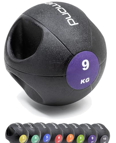 G5 HT SPORT DIAMOND Medizinball Double Grip [3 bis 10 kg] | Ø 21 cm bis 28 cm | für Fitness, Rehabilitation für Home Gym und Gym (9 kg) von G5 HT SPORT