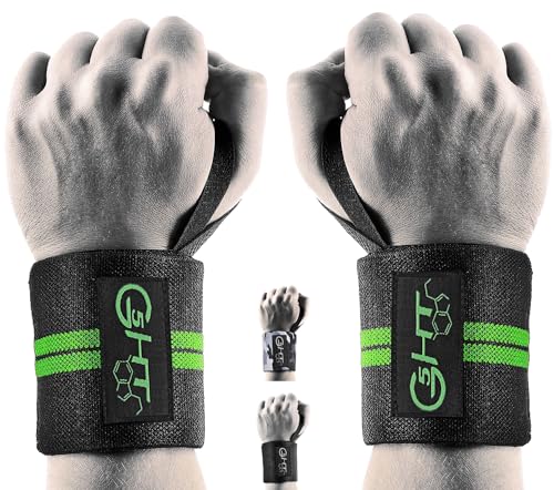 G5 HT SPORT Professionelle Handgelenkbandagen | Damen & Herren | Handgelenkbandagen | Bodybuilding Powerlifting Crossfit, Calistenics, Gewichtheben Wrist Wraps (Schwarz/Neongrün) von G5 HT SPORT