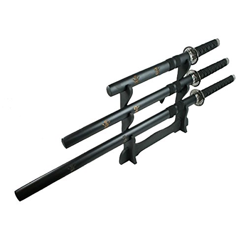 G8DS® 3er Samurai Schwerter Set Black inkl. Schwertständer Katana von G8DS