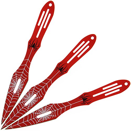 G8DS 3-teiliges Wurfmesser-Set Spider Red oder Spider Black Survival Outdoor Camping (Rot) von G8DS