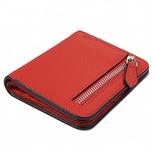 GADIEMKENSD Small Wallet Women Purses RFID Blocking Leather Bi-fold Card Holder with Zip Coin Pocket Stitch Purse for Lanyard Oyster Cards Bus Cards Protector Pouch with Card Cash Slots Red von GADIEMKENSD