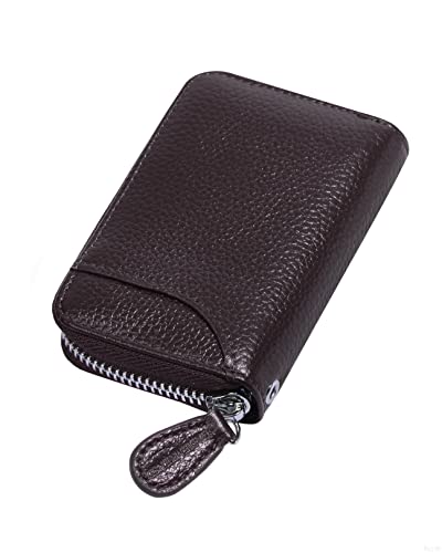 Womens Credit Card Holder Small RFID Blocking Ladies Wallet with Stainless Steel Zipper Excellent Genuine Leather Accordion Wallets Case for Women ID Compact Slim Blocked Zip Accordian Cards Coffee von GADIEMKENSD