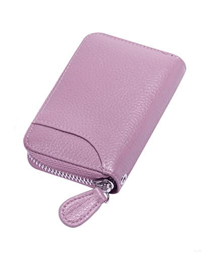 Womens Credit Card Holder Small RFID Blocking Ladies Wallet with Stainless Steel Zipper Excellent Genuine Leather Accordion Wallets Case for Women ID Compact Slim Blocked Zip Accordian Cards Purple von GADIEMKENSD