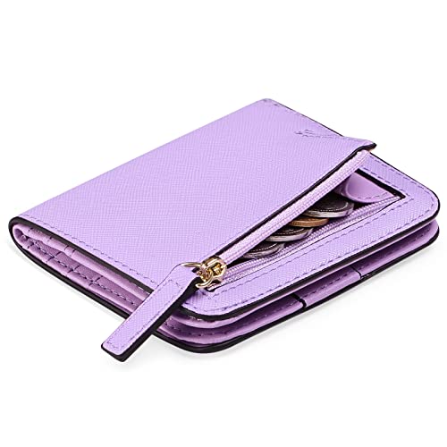 GAEKEAO Kleine Geldbörse für Damen, schmal, RFID-blockierend, Mini-dünne Reisebrieftasche, kompakte Falttasche mit Ausweisfenster, Helles Violett, Massiv von GAEKEAO