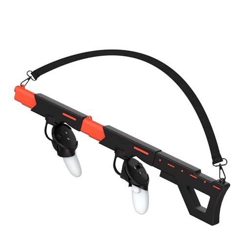 Gewehrgriff VR Stock Controller Zubehör für Meta Quest 3, 2 in 1 Humanisierter Pistolen-/Gewehrgriff mit Stock und Schleuder, Schnell abnehmbare magnetische Halterung (Schwarz) von GAEKOL