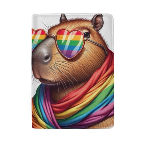 Capybara in LGBT Pride Rainbow Sonnenbrille Herren Reisepasshülle Reisepasshülle für Herren, Capybara in LGBT Pride Rainbow Sonnenbrille, OneSize von GAIREG