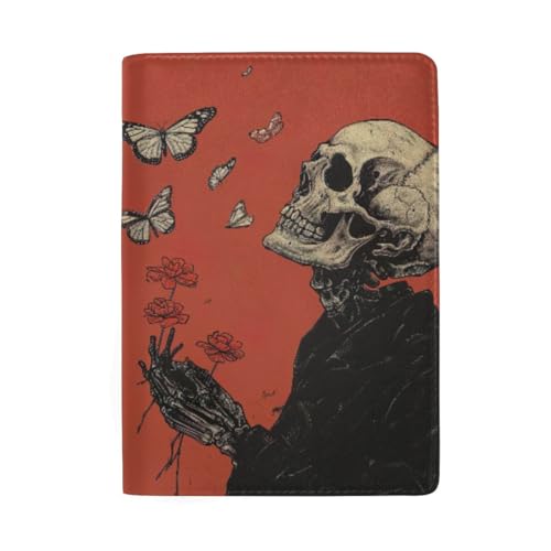 Reisepasshülle aus Leder, Motiv: Traumfänger, Mandala, bunt, mit Kartenfächern, Reisepasshülle, Skelett mit Blumen, OneSize von GAIREG