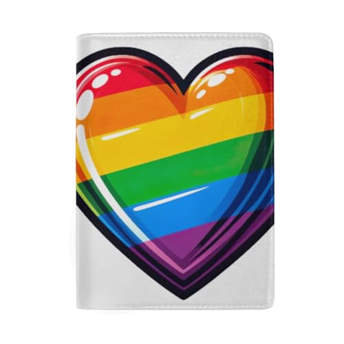 Reisepasshülle für Herren, Motiv: niedliche Katze, Cartoon, Violett, Pride Day LGBT Rainbow Heart, OneSize von GAIREG
