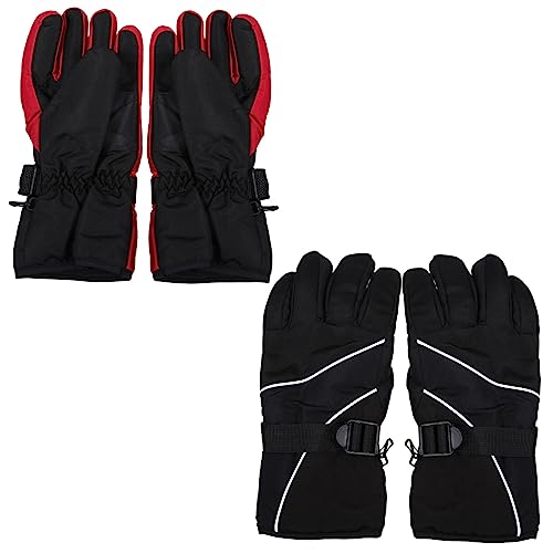 GALPADA 2 Paare Winterhandschuhe Unisex Skihandschuhe Winddicht Warm Outdoor Handschuhe mit Verstellbarem Verschluss für Radfahren Skifahren Wandern Angeln von GALPADA