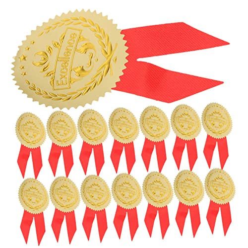 GALPADA 36 Satz Teiliges Medaillen Aufkleber Geprägtem Goldfolie für Erwachsene Universelle Auszeichnungssticker mit Wimpel für Sportveranstaltungen Urkunden und Partypreise von GALPADA