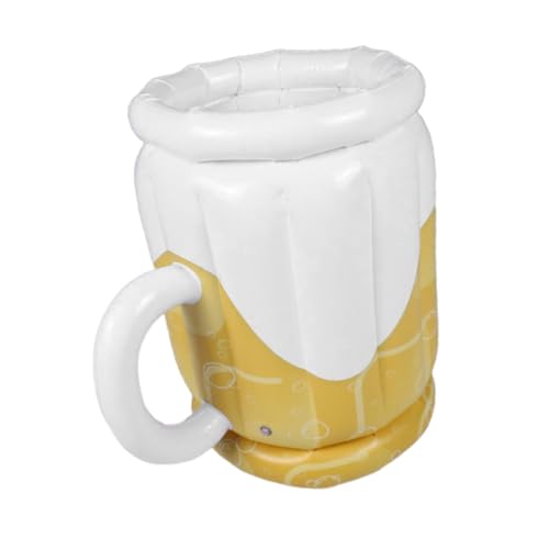 GALPADA Aufblasbarer Dicker PVC Bierkühler Langlebiger Wiederverwendbarer Eisbehälter für Pool Outdoor Partys BBQ und Camping Leichter Tragbarer Getränkekühler in Gelb und Weiß von GALPADA