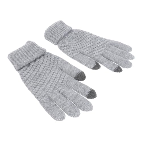 GALPADA Wollgestrickte Touchscreen Handschuhe für Handy und Tablet Warme Elastische Winterhandschuhe mit Daumen Zeigefingerfunktion Graue Dehnbare Wollfasern für Kalte Tage von GALPADA