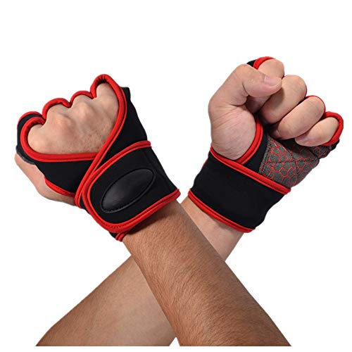GALSOR Unisex-Turnhandschuhe Cross-Trainingshandschuhe Fingerlose Gewichtheberhandschuhe(Color:Red,Size:Large) von GALSOR