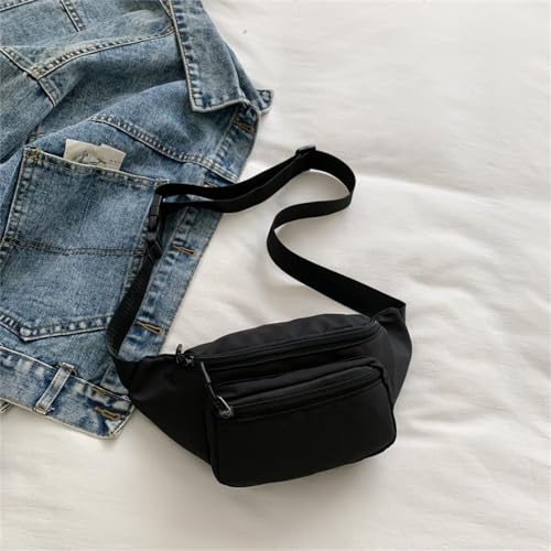 Gürteltasche für Damen Einfarbige, lässige Brusttasche for Damen, Outdoor-Sport, Umhängetasche, Handytasche (Color : Black, Size : 16x14x7cm) von GALSOR