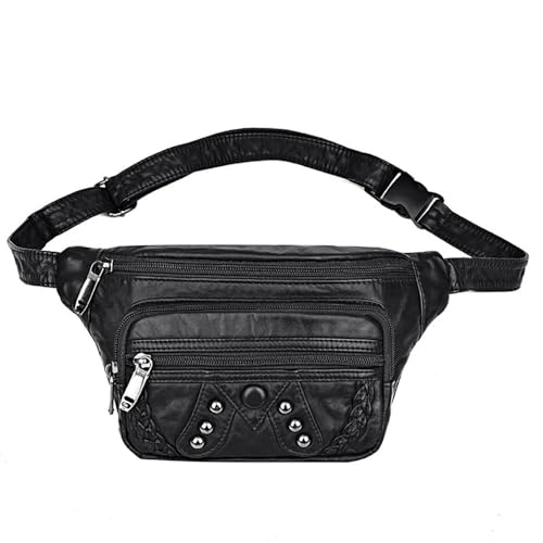 Gürteltasche für Damen Lässige Hüfttasche for Damen, PU-Leder, Brusttasche, Handytasche, schräge Umhängetasche (Color : Black, Size : 26x5x14cm) von GALSOR