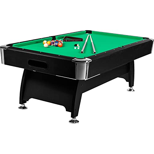 GAMES PLANET 8 ft Billardtisch Premium“ + Zubehör, 9 Farbvarianten, 244x132x82 cm (LxBxH), schwarzes Dekor, grünes Tuch von GAMES PLANET