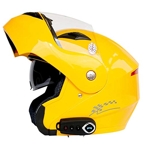 GAOZ Anti-Fog Doppeltes Abnehmbar Bluetooth Integralhelme, Modulare Full-face Crash Helmet Jet-Helm, DOT Zertifizierter Motocrosshelme Mofa-Helm Bluetooth Klapphelm, 59-64 cm von GAOZ