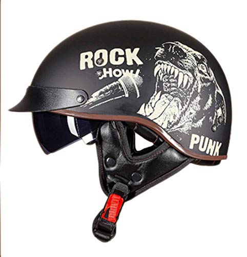 GAOZ Open-Face Vintage Halber Helm Motorrad Retro DOT/ECE-Zulassung Moped Retro Helm Für Roller Chopper Pilot Biker Motorradhelme Cruiser Bequemes Halber Helm Hut von GAOZ