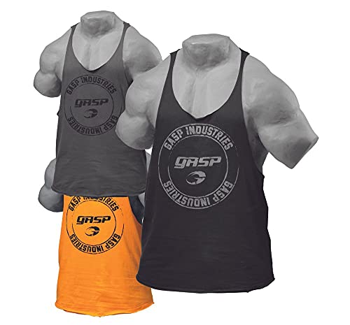 GASP Stringer, Trainings-Shirt, Tank-Top, Kraftsport-Shirt, Muskelshirt, Fitnesstop, Größe:L, Farbe:orange von GASP