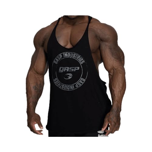 GASP Stringer, Trainings-Shirt, Tank-Top, Kraftsport-Shirt, Muskelshirt, Fitnesstop, Größe:M, Farbe:schwarz von GASP