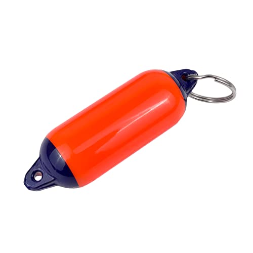 GATE14® Orange/Blauer schwimmender Fender-Schlüsselanhänger aus Kunststoff, zylindrisch, 31 x 98 mm von GATE 14