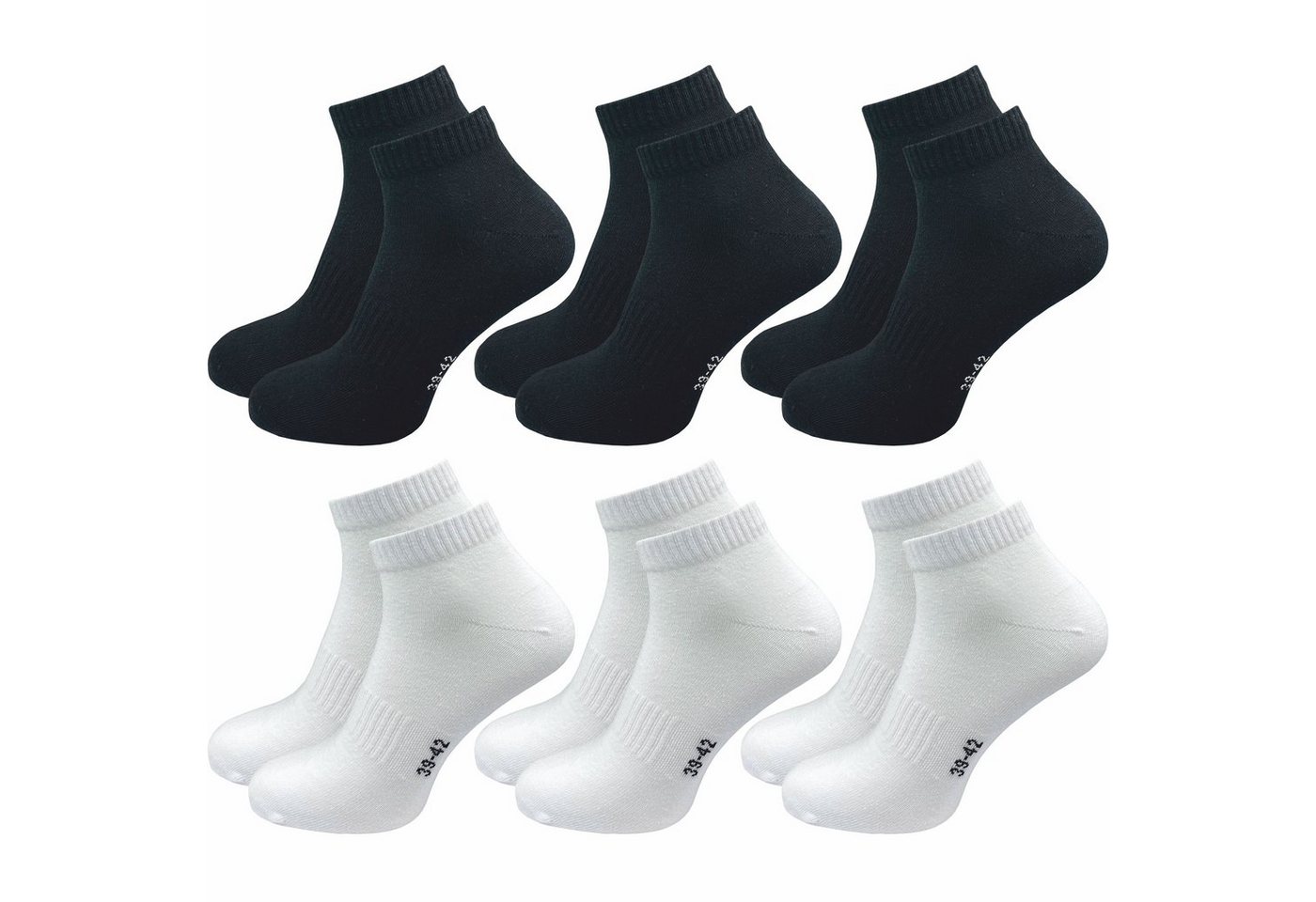 GAWILO Kurzsocken für Damen und Herren - Quartersocken in weiß, schwarz und grau (6 Paar) Kein Rutschen dank Rippbund - Etwas länger als Sneaker Socken von GAWILO