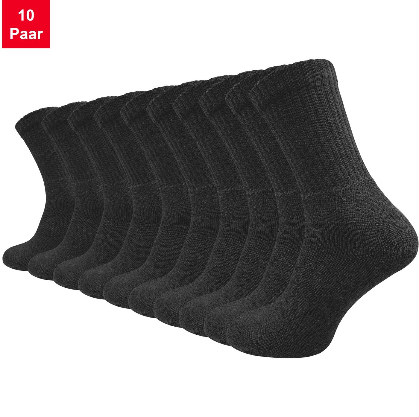 GAWILO Tennissocken für Damen & Herren in schwarz, weiß & grau - Sportsocken aus Baumwolle (10 Paar) Extra langlebig dank verstärktem Frotteefuß - u.a. in 39-42 und 43-46 von GAWILO