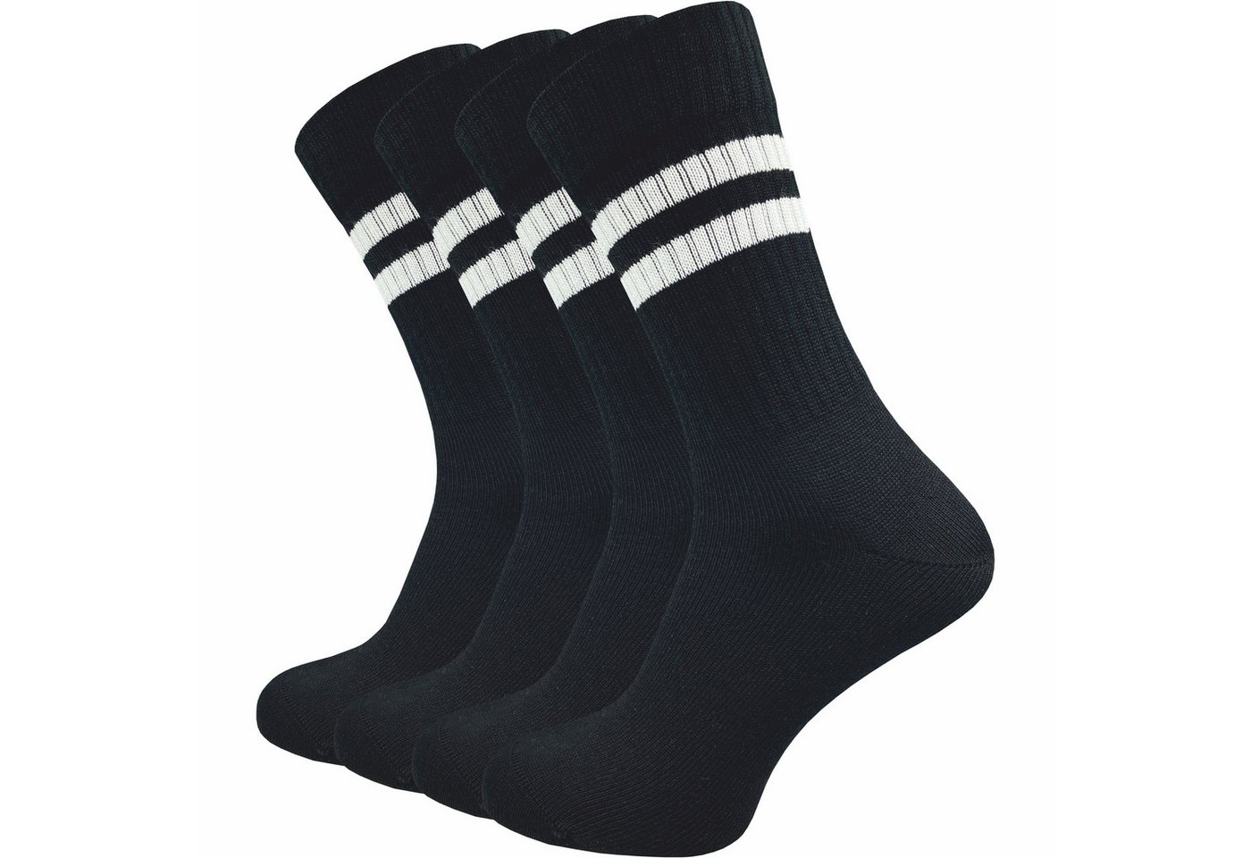 GAWILO Tennissocken für Herren mit Retro Streifen - sehr hochwertig (4 Paar) Retro Socken mit verstärkter Ferse und Spitze - made in Europe von GAWILO