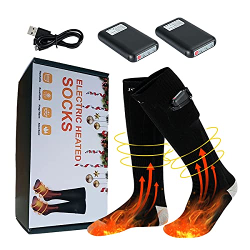 Beheizte Socken für Männer und Frauen, elektrische wiederaufladbare Batterie-Heizsocken mit 3 Heizstufen, Heizsocken, Fußwärmer, warme Wintersockr von GBOKYN