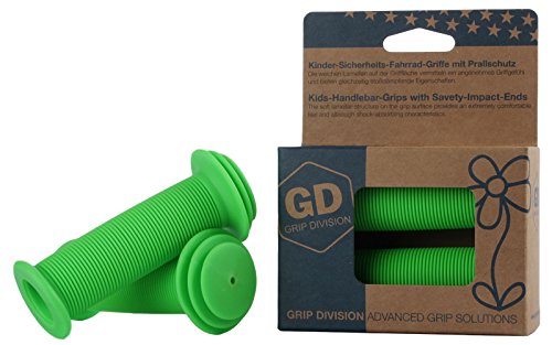 GD Grip Division® Kinder-Sicherheits-Fahrrad-Griffe mit Prallschutz | Phthalate frei | neongrün von GD Grip Division