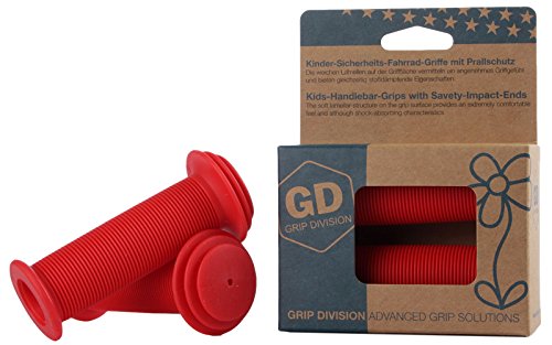 GD Grip Division® Kinder-Sicherheits-Fahrrad-Griffe mit Prallschutz | Phthalate frei | rot von GD Grip Division