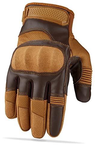 GearX Flex-Handschuhe aus Leder und Netzstoff für Motorrad, Radfahren, Motorrad, Jagd, Arbeit, Outdoor-Ausrüstung Paintball (XL, Braun) von GEARX