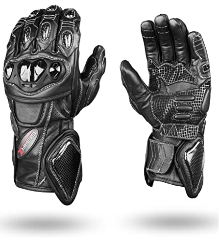 Ultimate Schutz Carbon Motorrad Leder Handschuhe Gr. L, schwarz von GEARX