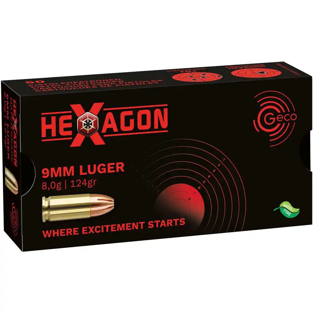 GECO 9mm Luger Hexagon 124 grs, 50 Schuss von GECO