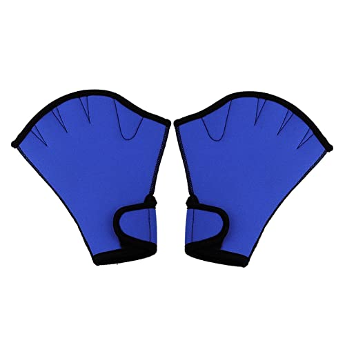 Neoprenanzug-Handschuhe 1 Paar Schwimmhandschuhe Aquatic Fitness Wasserbeständigkeit Fit Paddle Training Fingerlose Handschuhe Zum Schnorcheln, Schwimmen, Tauchen ( Color : Blue , Size : L ) von GEJUAN