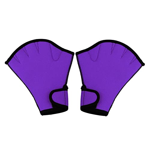 Neoprenanzug-Handschuhe 1 Paar Schwimmhandschuhe Aquatic Fitness Wasserbeständigkeit Fit Paddle Training Fingerlose Handschuhe Zum Schnorcheln, Schwimmen, Tauchen ( Color : Purple , Size : M ) von GEJUAN