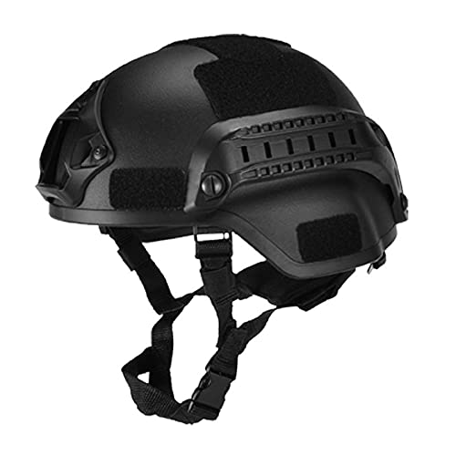 GEQIAN Militärischer taktischer Helm, Fahrradhelm, Airsoftausrüstung, Paintball-Kopfschutz für Herren und Damen, mit Nachtsicht-Sportkamera-Halterung, Schwarz von GEQIAN