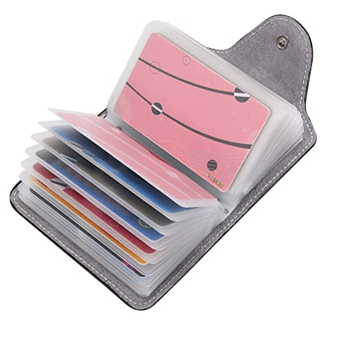 GERIINEER Kreditkartenetui Damen Herren Kartenetui Leder - 20 Karten Thickening Durable Plastic Insert Sleeves (Grau) von GERIINEER