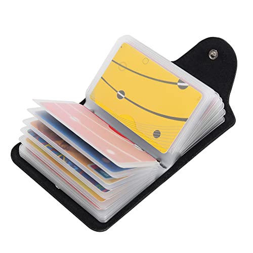 GERIINEER Kreditkartenetui Damen Herren Kartenetui Leder - 20 Karten Thickening Durable Plastic Insert Sleeves (Schwarz) von GERIINEER