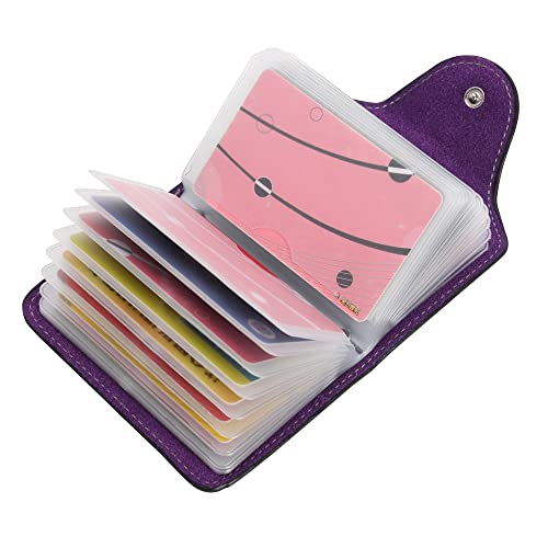 GERIINEER Kreditkartenetui Damen Herren Kartenetui Leder - 20 Karten Thickening Durable Plastic Insert Sleeves (Violett) von GERIINEER