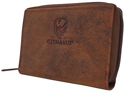 GERMANUS Brieftasche Kreditkartenetui Zip - Leder (Wildes Braun) von GERMANUS