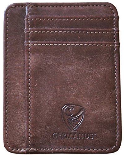 GERMANUS Ferruginus Kreditkartenetui - Made in EU - Geldbörse Leder Etui für Kreditkarten und Visitenkarten (Dunkel Braun) von GERMANUS
