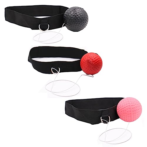 GERUI Boxen Reflexball, 3 pcs Verschiedene Boxbälle mit Kopfband, weicher als Tennisball, perfekt für Reaktion, Schlaggeschwindigkeit, Agilität,Kampffähigkeit und Hand-Augen-Koordinationstraining von GERUI