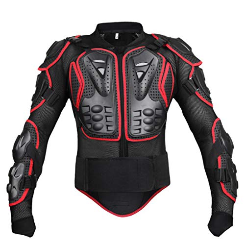 GES Motorrad-Schutzjacke für Motorcross, Rennbekleidung, Schutzausrüstung, Größe 3XL (Schwarz und Rot) von GES