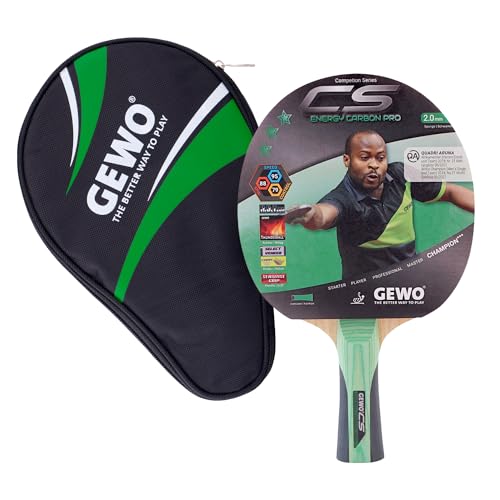 GEWO CS Energy Carbon Pro Tischtennis-Schläger & GEWO Tischtennisschläger Hülle mit Ballfach grün - Profi-Tischtennisschläger ITTF genehmigt, konkav, 2,0mm Schwamm von GEWO