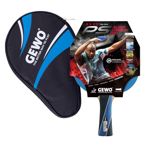 GEWO PS Blast Carbon Pro Tischtennisschläger & GEWO Tischtennisschläger Hülle mit Ballfach blau - ITTF genehmigter Profi-Tischtennisschläger, konkav, 2,0mm Schwamm von GEWO