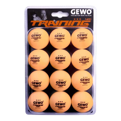 GEWO Tischtennisbälle Training 40+ - 3 Sterne Tischtennis-Ball aus ABS Plastik mit Naht - Hochwertiger Plastik Trainingsball, Durchmesser 40+mm, Vorratspackung mit 12 Stück, orange von GEWO