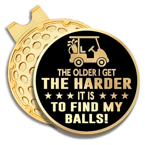 GEYGIE The Older I Get The Harder It is Schwarz Gold Golfballmarker mit magnetischem Hutclip, Golf-Zubehör für Männer Frauen, Golf-Geschenke für Männer Frauen Golfer, Geburtstag Ruhestand Geschenke von GEYGIE